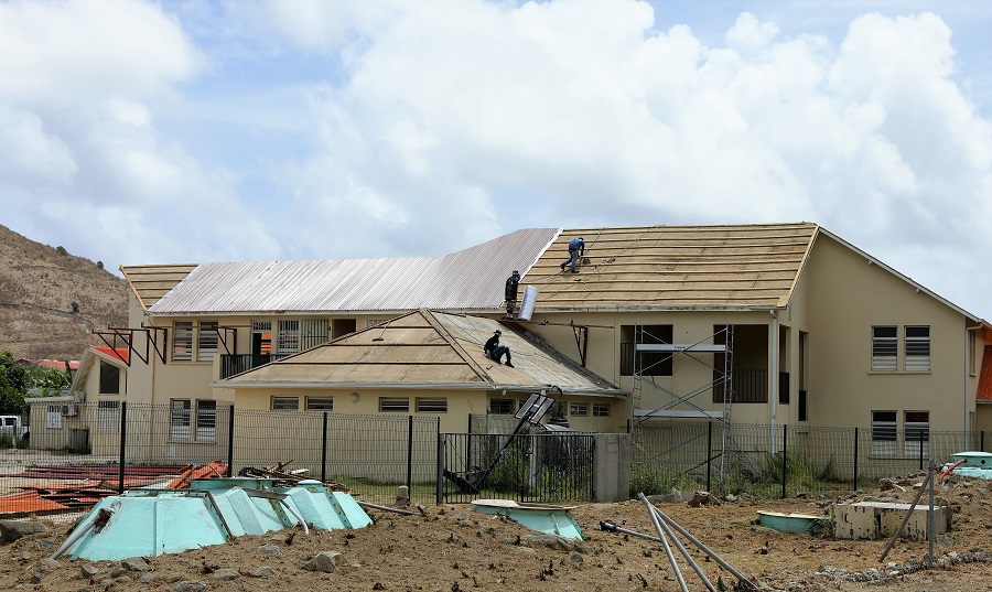 Chantier de reconstruction à Saint-Martin