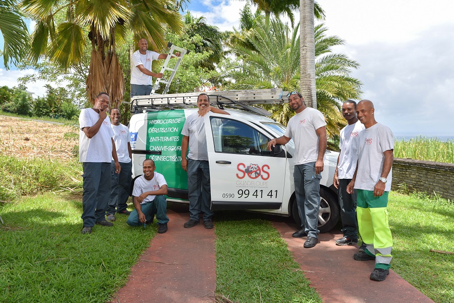 Equipe de techniciens de l'entreprise SOS Guadeloupe