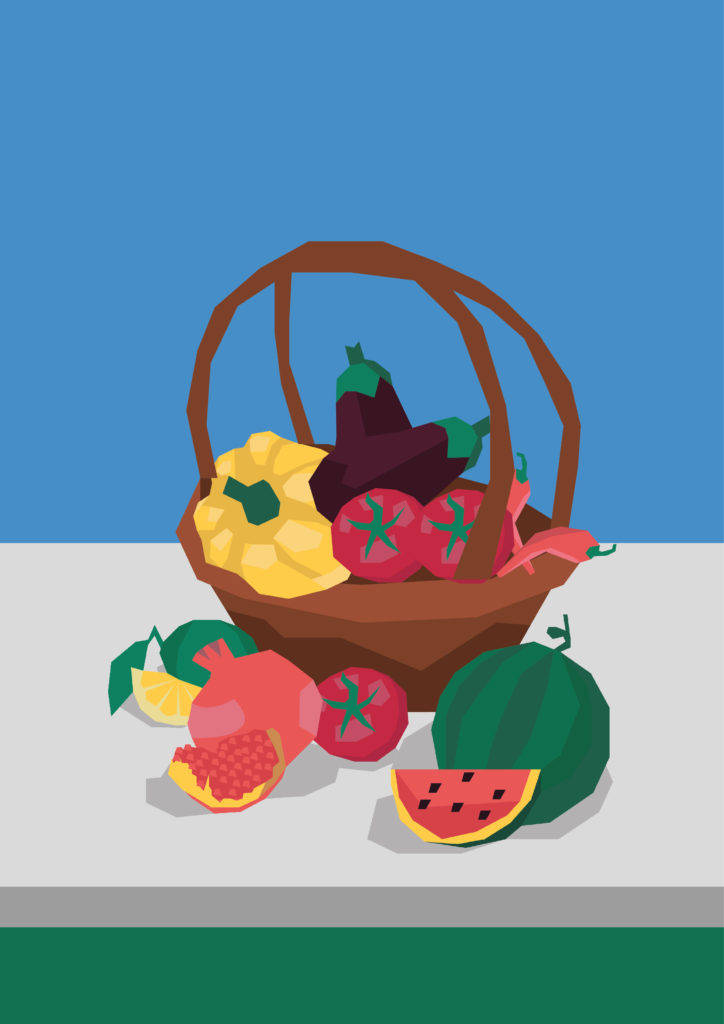 illustration panier de fruits et légumes