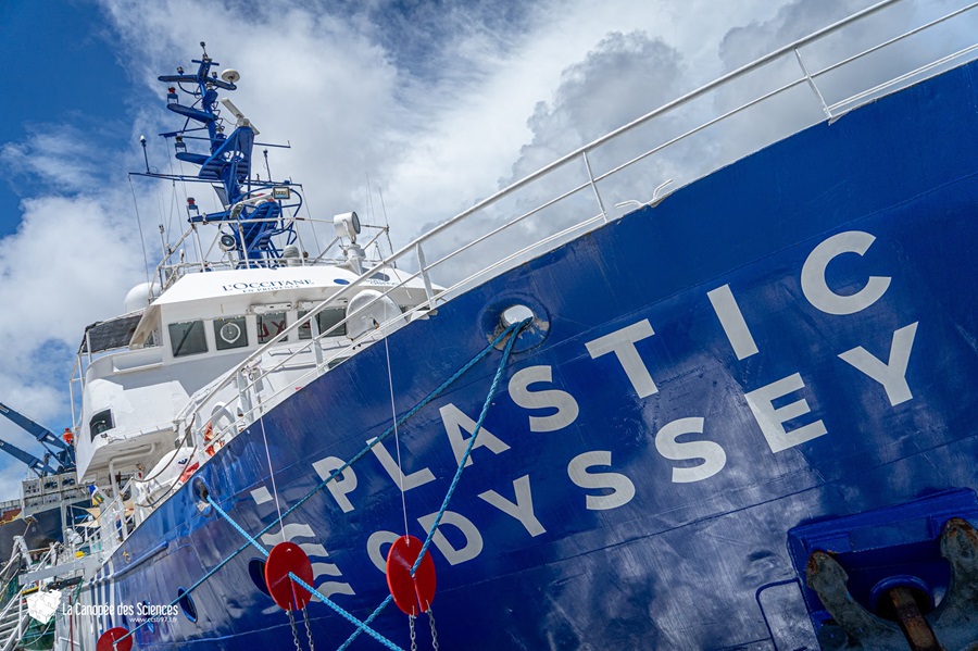 Arrivée du navire en Guyane, en juin 2023. ©Plastic Odyssey