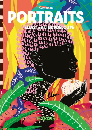 Couverture Portraits "Elles font la Guadeloupe" 2026 illustration signée Llau