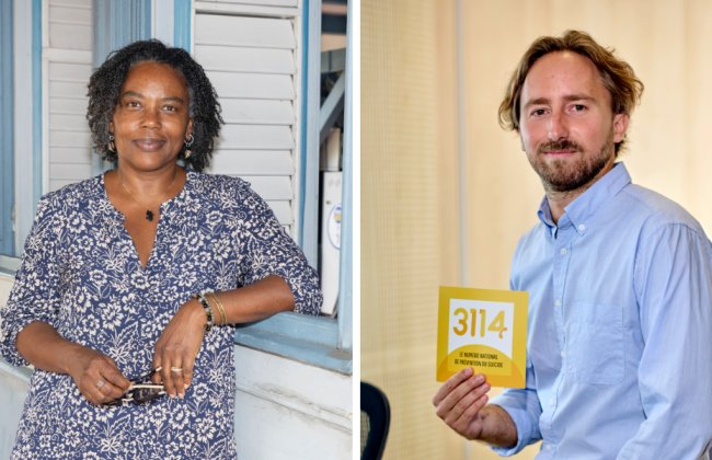 Ruth Thaly-Contrôle, directrice de ADAVIM France Victimes Martinique et Dr Edouard Godier, médecin psychiatre, coordinateur du 31 14 en Guadeloupe